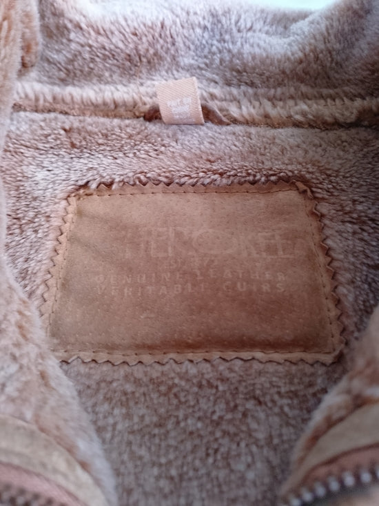 Y2K Cherokee Suede Tan Faux Teddy Shearling Zip Jacket