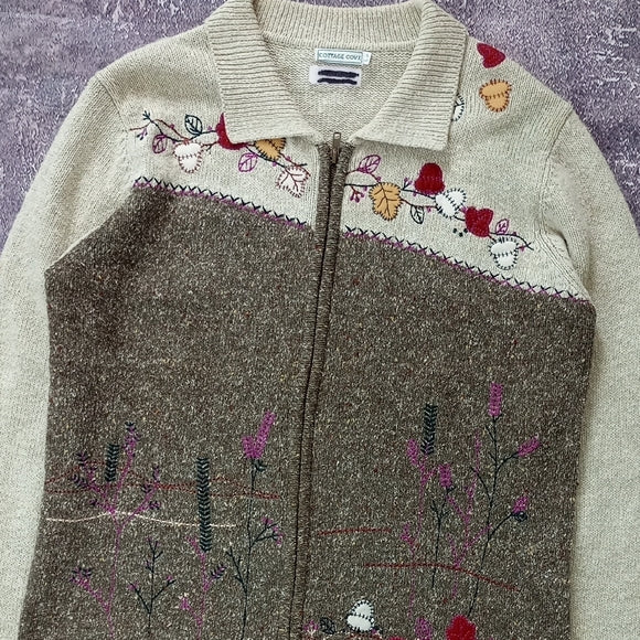 Vintage Floral Embroidered Cardigan Cottage Cover