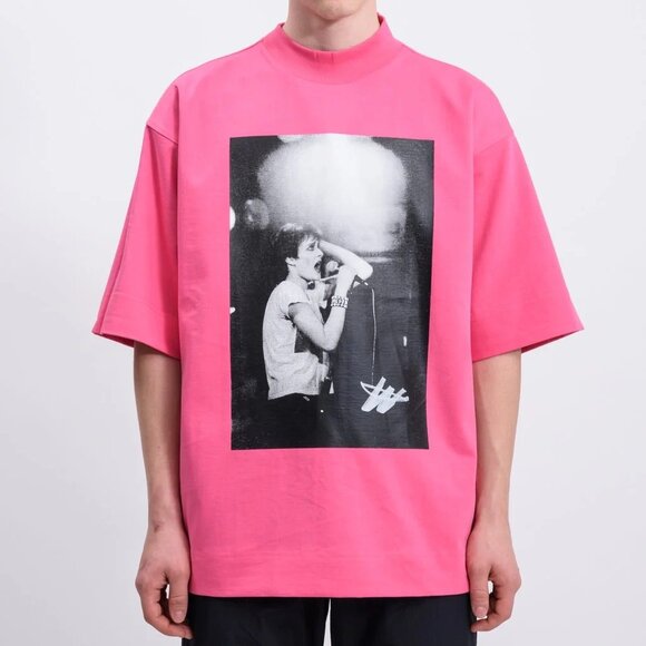 WE11DONE Navy And Pink Reversible Gig T-shirt