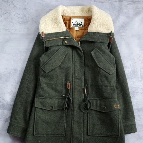 Women's Woolrich Wool Sherpa Lined With Hood Jacket Green