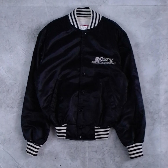 Vintage 90s Sony Autosound System Jacket, Black Satin