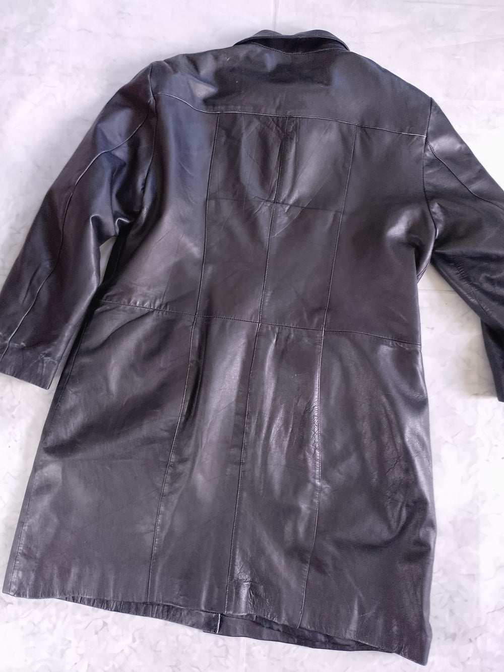 Vintage Classic Black Leather Trench Coat