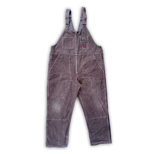 VINTAGE 90s TOUGH DUCK Double Knee Brown Denim Overalls UNISEX WIDE BAGGY