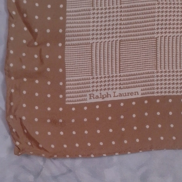 Vintage Ralph Lauren Silk Scarf – Brown & Tan – 34”
