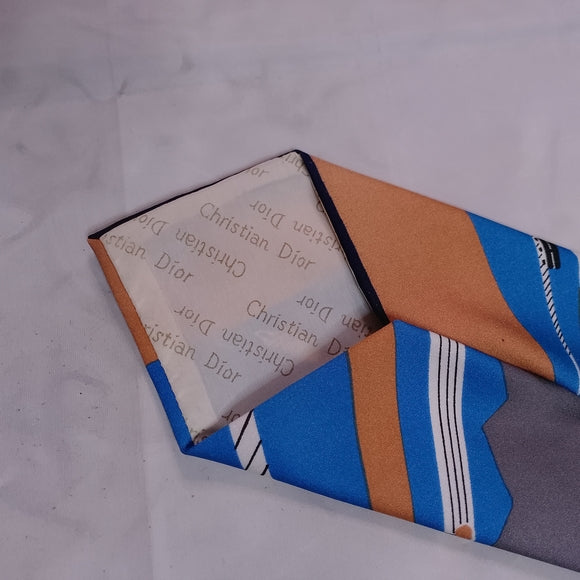 Christian Dior Blue and Tan Men's Tie Tain and Air Balloon