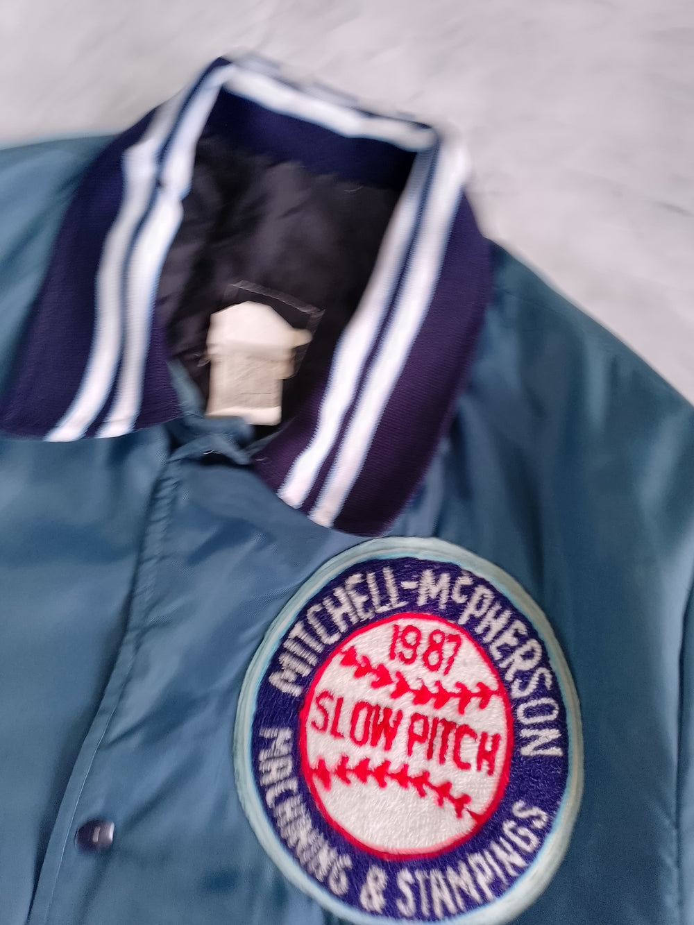 Vintage 1987 Slow Pitch Mitchell-McPherson Machining & Stampings Bomber Jacket