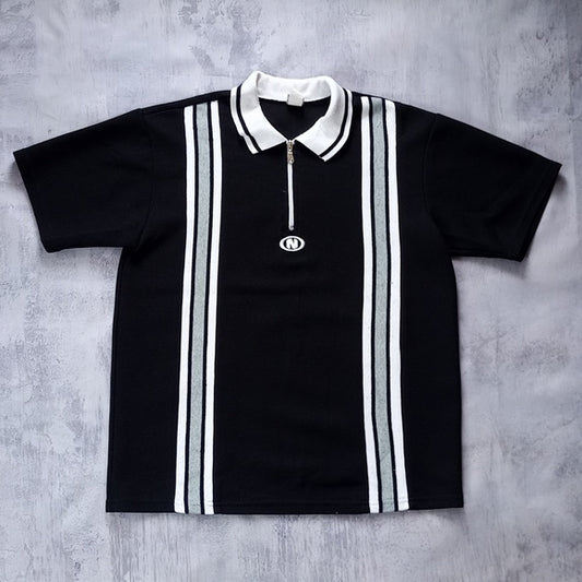 Vintage 90s Striped Polo Quarter Zip Shirt NEXT  UNISEX