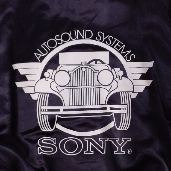 Vintage 90s Sony Autosound System Jacket, Black Satin
