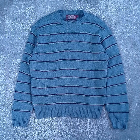 Vintage 80s Winter Harbour Blue Striped Sweater Wintuk Orlon