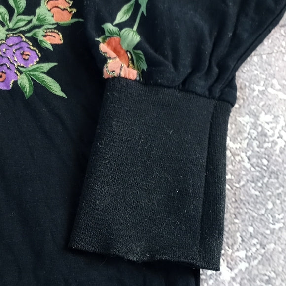 Vintage 90s Big Print Floral Black Women's Top