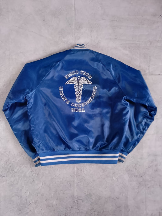 Vintage HOSA Health Occupations EMCO TECH Satin Bomber Jacket - Blue