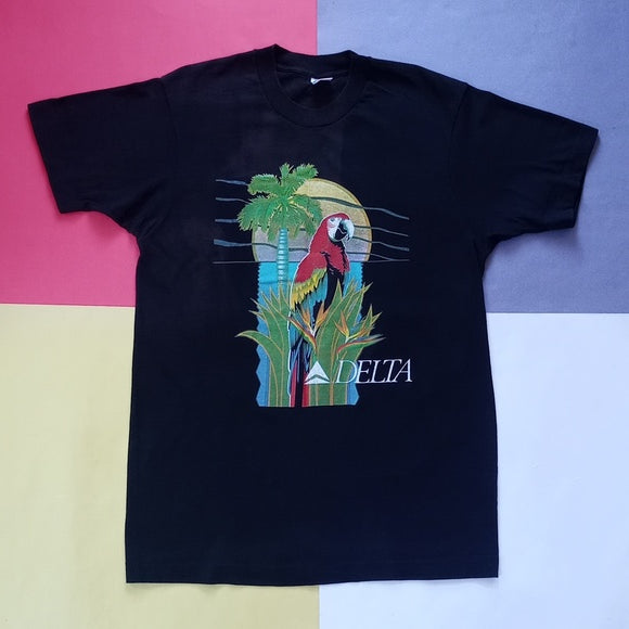 Vintage 90s DELTA Airlines Parrot Promo Single Stitch T-Shirt UNISEX