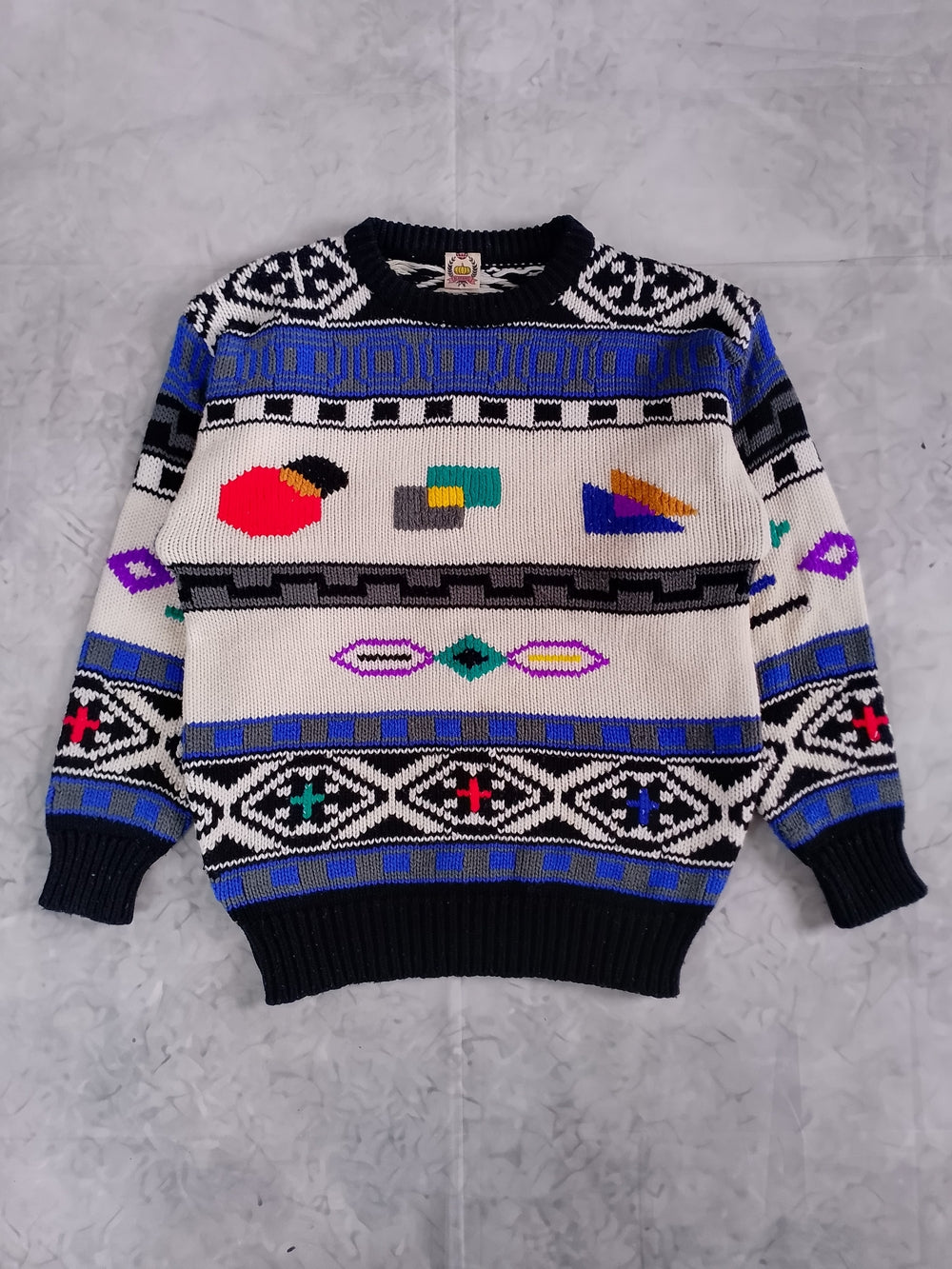 Vintage 80s Abstract Geometric Pattern Crewneck Sweater