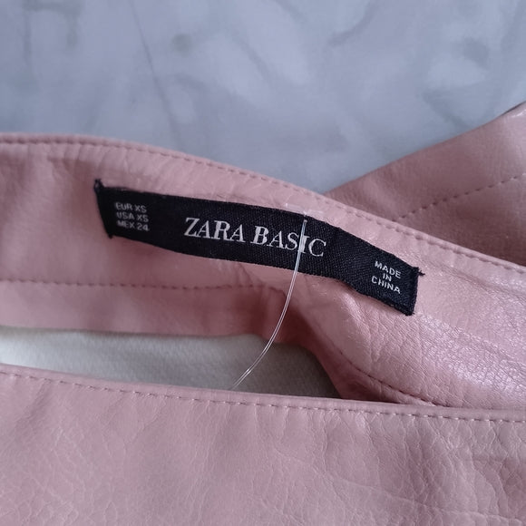 Zara Pink Faux Leather Skirt