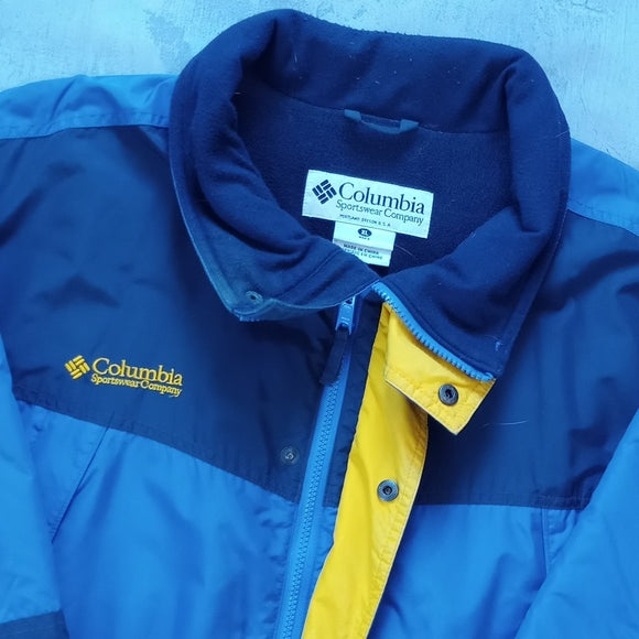 Vintage 90s Columbia Blue Essential Winter Jacket Colour Block