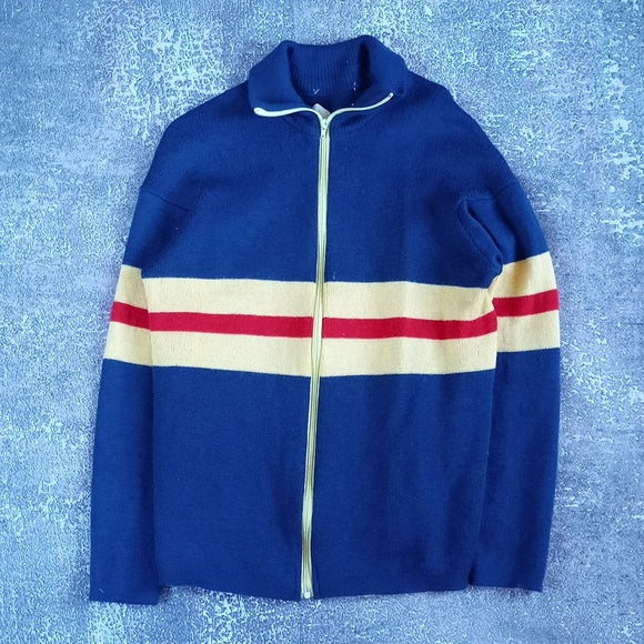 Vintage 80s TUNDRA WOOL STRIPED Zip-Up Sweater