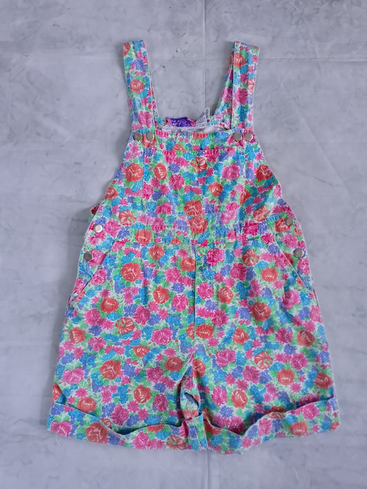 Vintage 90s Floral Print Short Overalls