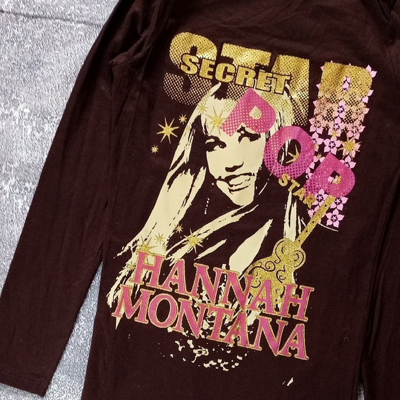 Vintage Y2K SECRET POP STAR HANNAH MONTANA GLITTER Long Sleeve Shirt