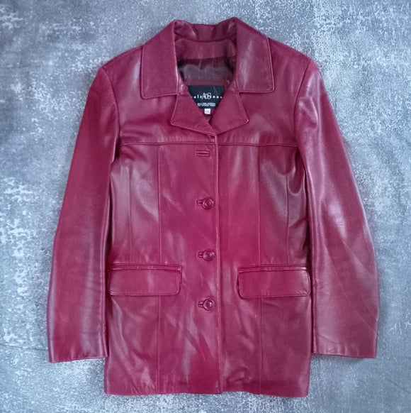 Vintage 90s Women's Red Leather Jacket A&S Selections