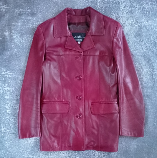 Vintage 90s Women's Red Leather Jacket A&S Selections