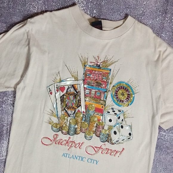 Vintage 1994 Diamond Dust Jackpot Fever Atlantic City Single Stitch T-Shirt