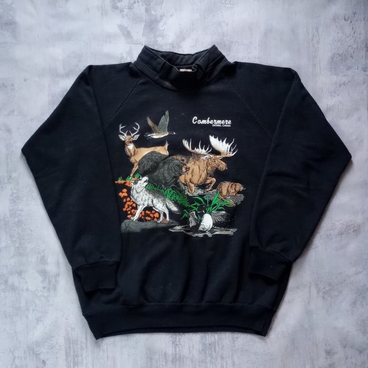 Vintage 90s Animal Combermere Ontario Turtle Crewneck Sweater