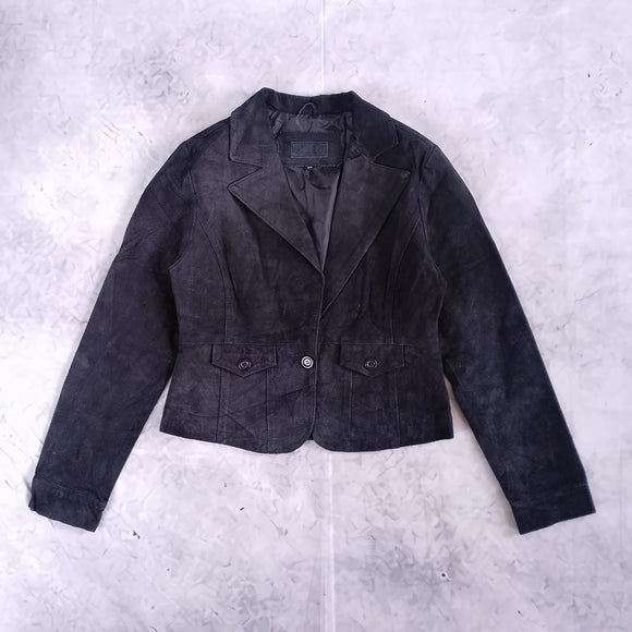 SUZY SHIER Women's Black Suede Blazer Jacket