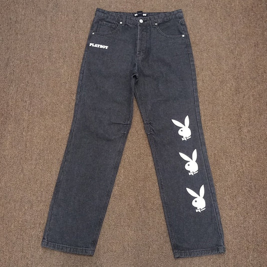 Playboy Bunny Wide Legs Beggy Denim Jeans Y2K