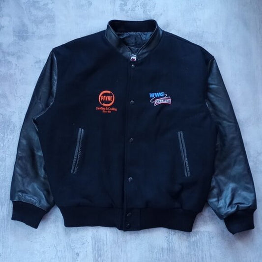 Vintage 90s Wool PAYNE WWG Totaline Leather Varsity Jacket