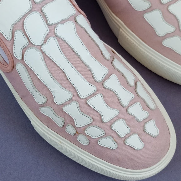 AMIRI Checkered Skeleton Toe Pink Slip-On Shoes