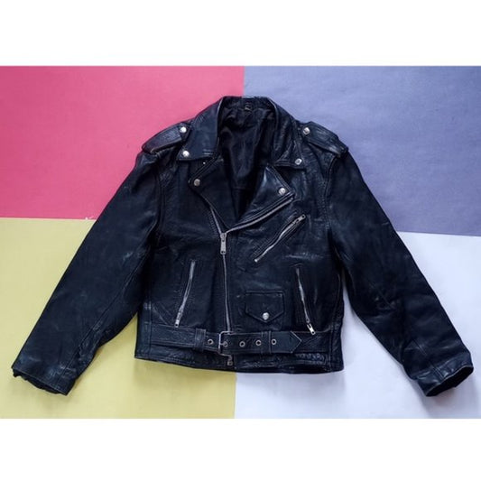 Vintage 80s Echtes Leder Echt Leer Leather Motorcycle Jacket