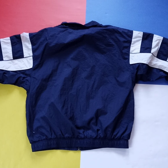 Vintage 90s Adidas Striped Blue Essential Windbreaker Jacket