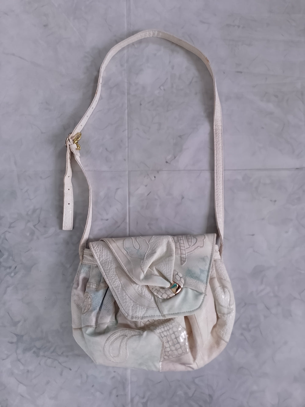 Vintage 80s Cream/White Crossbody Shoulder Bag NAS