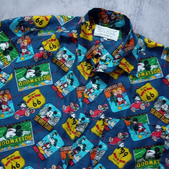 Vintage 90s Mickey Mouse Silk Button-Up Shirt Bisbee