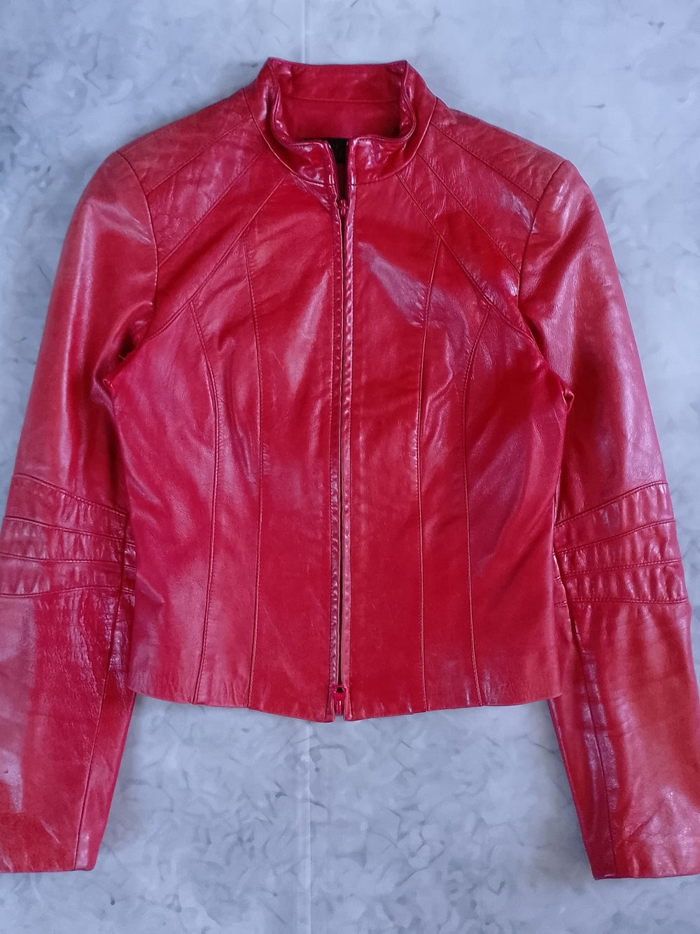 Vitnage DANIER ORANGE Leather Moto Jacket