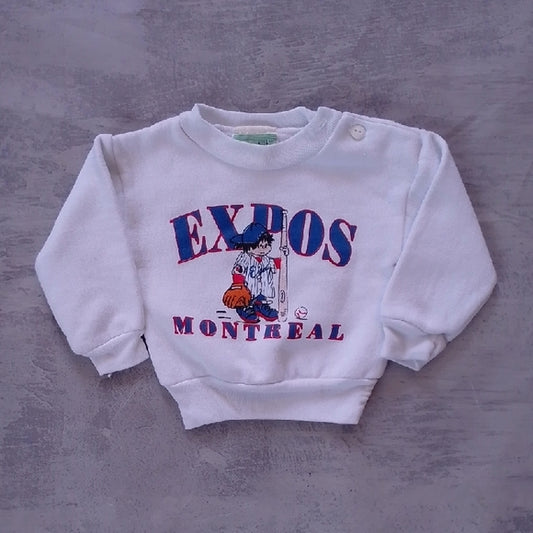 VINTAGE 90s Expos Montreal Kids White Sweatshirt UNISEX