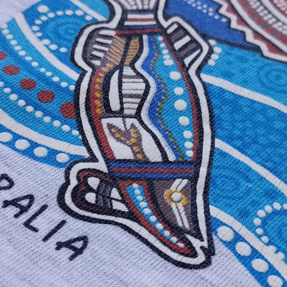 Vintage 90s Austrailia Aboriginal Art Crocodile Dreaming Graphic Single Stitch T