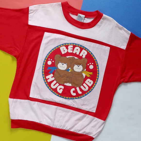 Vintage 90s Bear Hug Club Half Sweatshirt Unisex