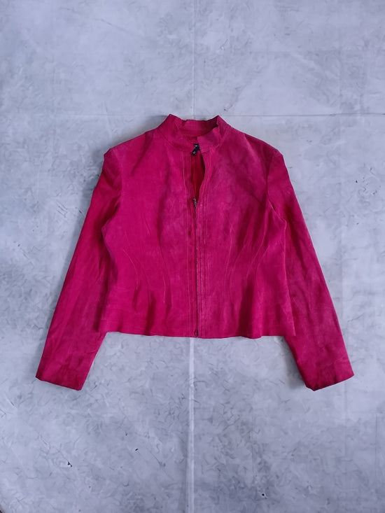 Jones New York Suede Red Zip Front Jacket