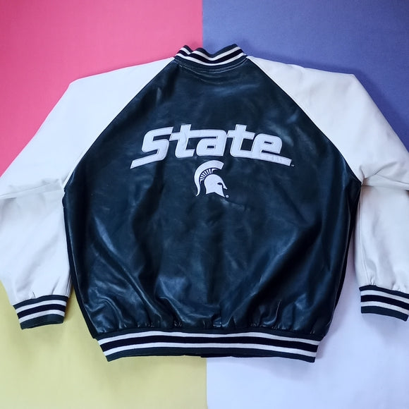 Michigan State Spartans Steve & Barry's Wool Varsity Jacket Faux Leather