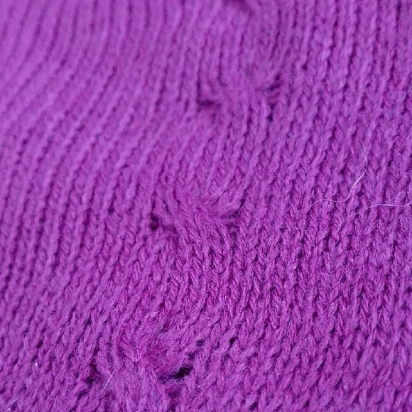 Vintage EILEEN Cable Knit V-Neck Sweater - Rich Berry