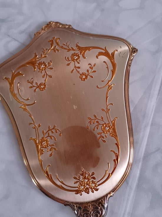 Vintage-Style Hand Mirror in Rose Gold