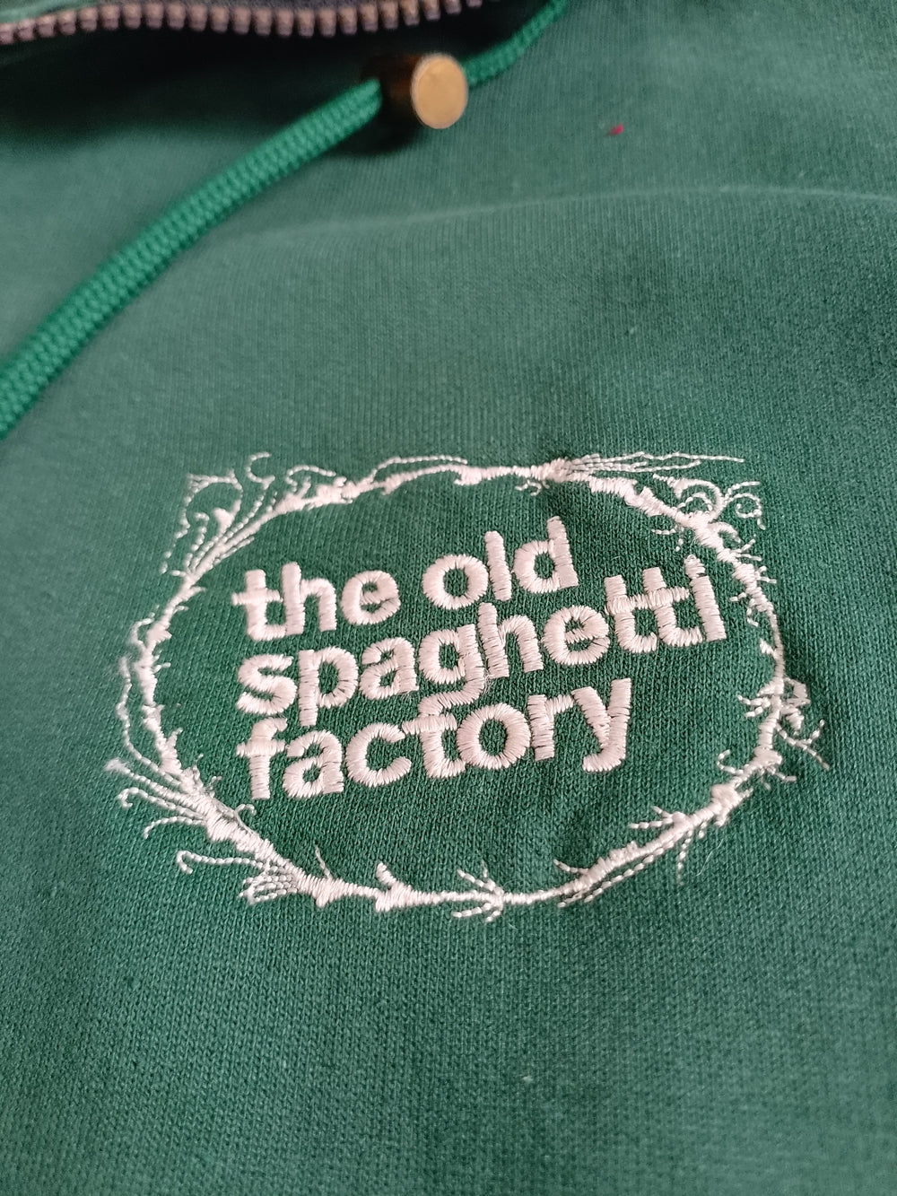 Vintage 90s THE OLD SPAGHETTI FACTORY Pasta Wear Quarter-Zip Pullover Sweater