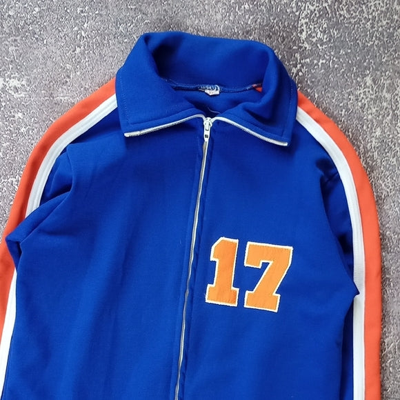 VINTAGE 70s BURLINGTON TRACKSUIT BLUE/ORANGE TALON ZIPPER #17