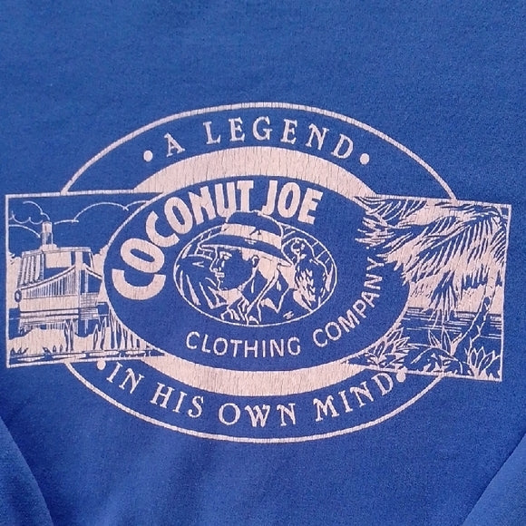 VINTAGE 90s COCONUT JOE GRAPHIC CREWNECK SWEATER BLUE UNISEX