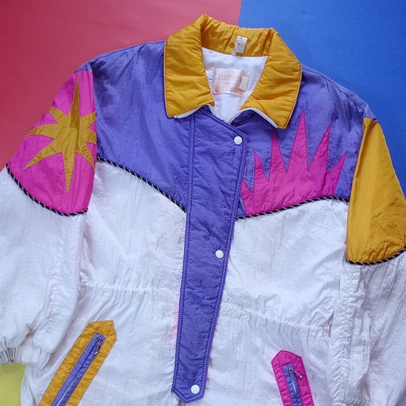 Vintage 90s Sun Funky Colour Block Winter Jacket Eureca