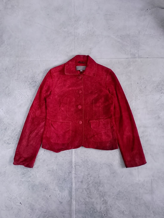 ANN TAYLOR Red Suede Button-Front Women's Jacket