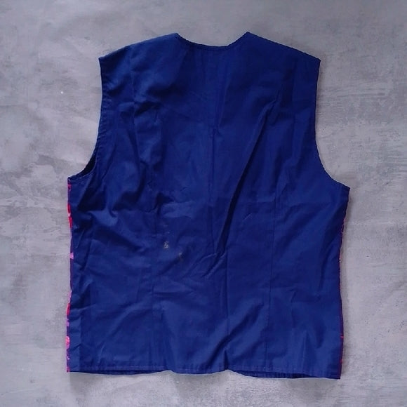 Vintage 90s Vibrant Purple and Red Floral Vest