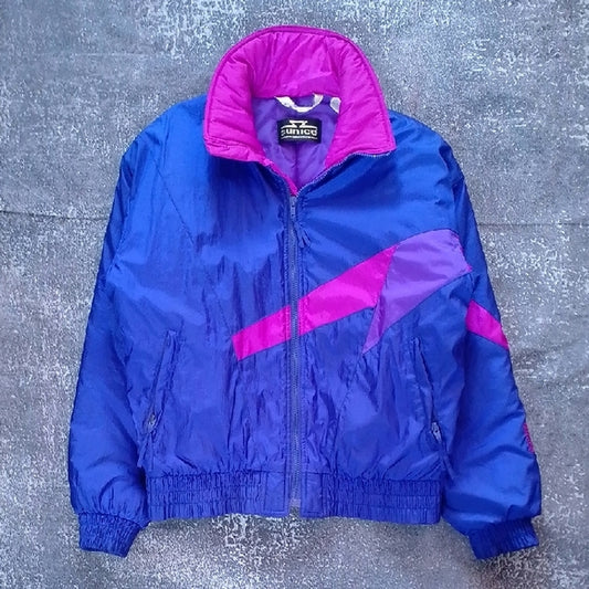 VINTAGE 90s SUNICE SKI JACKET  FUNK PATTERN PURPLE PINK