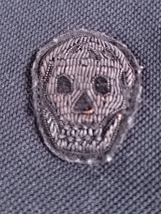 Alexander McQueen Black Polo Shirt with Skull Embroidery